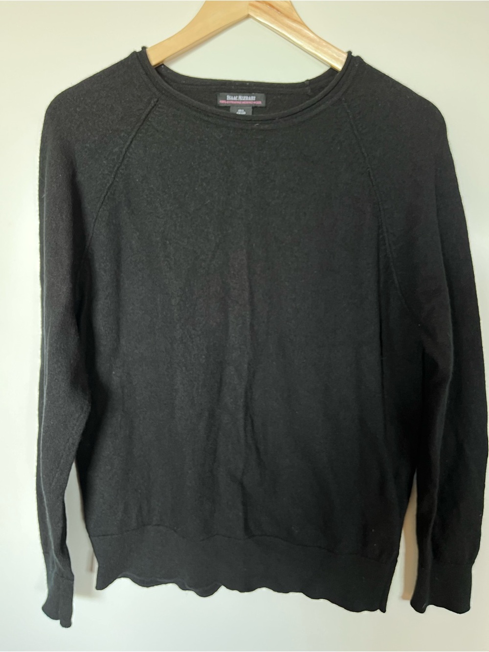 Isaac Mizrahi Black Merino Wool Crewneck Sweater Size L